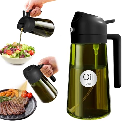 YARRAMATE 460ml Light Blocking Dark Oil Sprayer 2-in-1 Glass Dispenser for Cooking