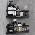 AceMining Shower Caddy 2-Pack Black Carbon Steel Adhesive Corner Shelf