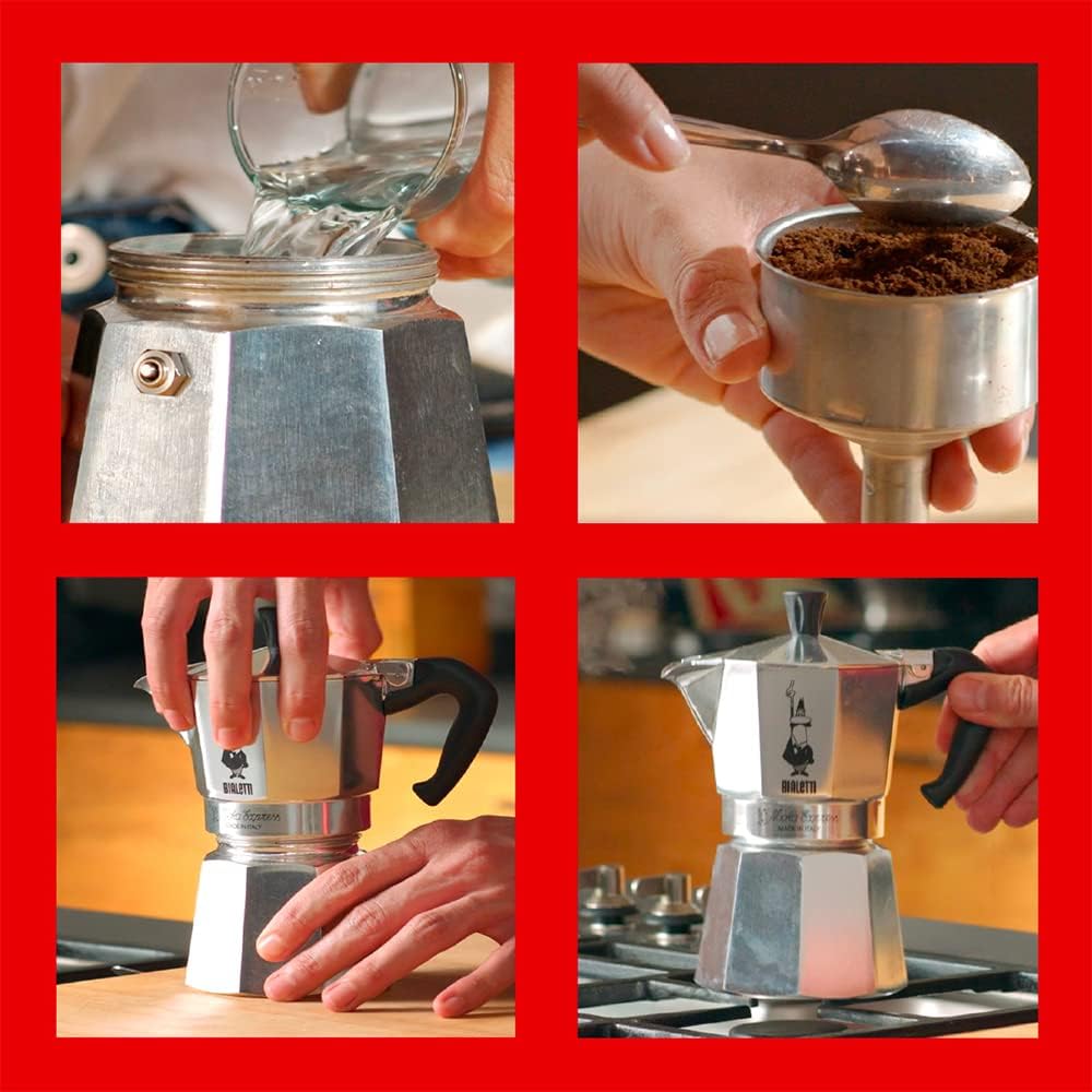 Bialetti Moka Express 6-Cup Stovetop Espresso Maker Silver 270ml