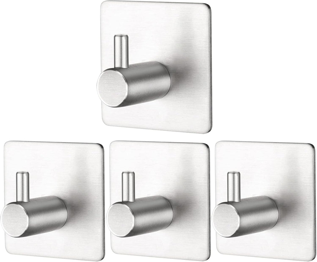 BillyBath Self-Adhesive Towel Hook Stainless Steel 304 4-Pack No Drilling