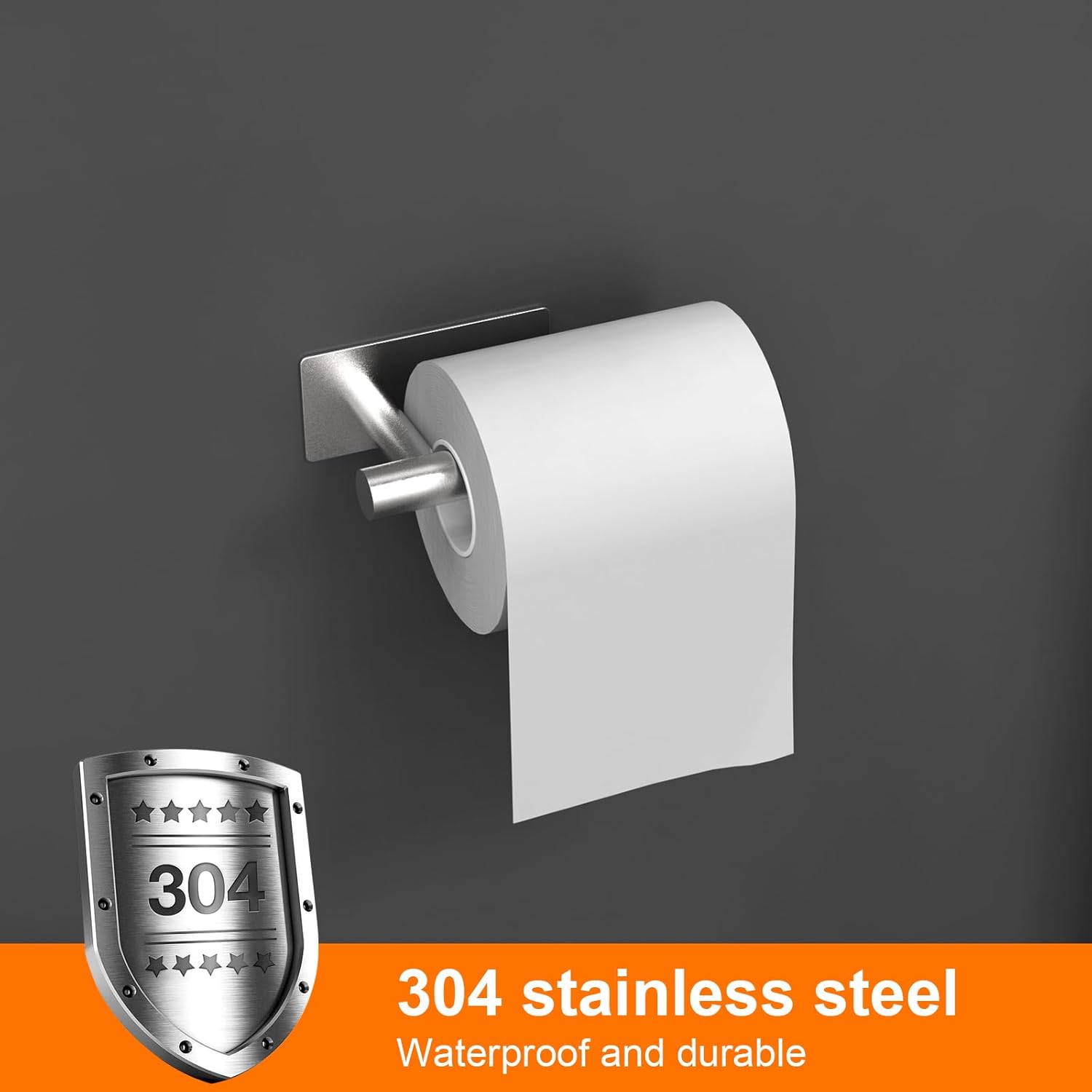 Ibergrif MK34052 Chrome Toilet Paper Holder Wall Mounted Self-Adhesive 5 kg Capacity