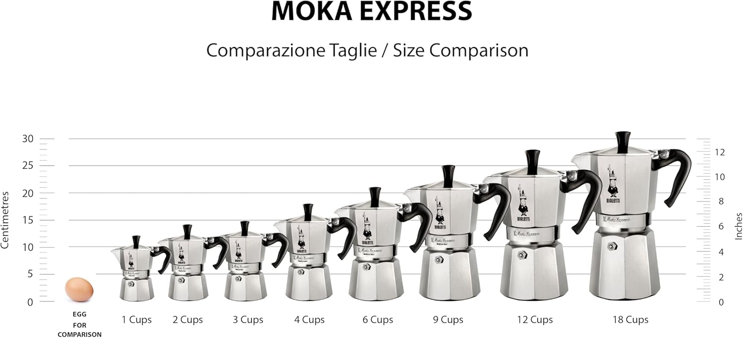 Bialetti Moka Express 6-Cup Stovetop Espresso Maker Silver 270ml