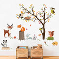Decalmile Animal Tree Wall Decals Owl Fox Deer Kids Bedroom Nursery Decor