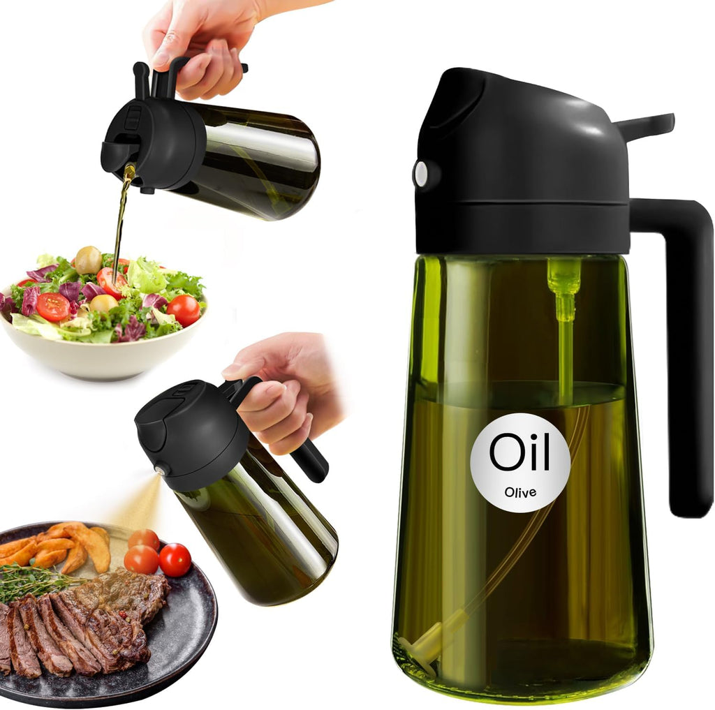 YARRAMATE 460ml Light Blocking Dark Oil Sprayer 2-in-1 Glass Dispenser for Cooking