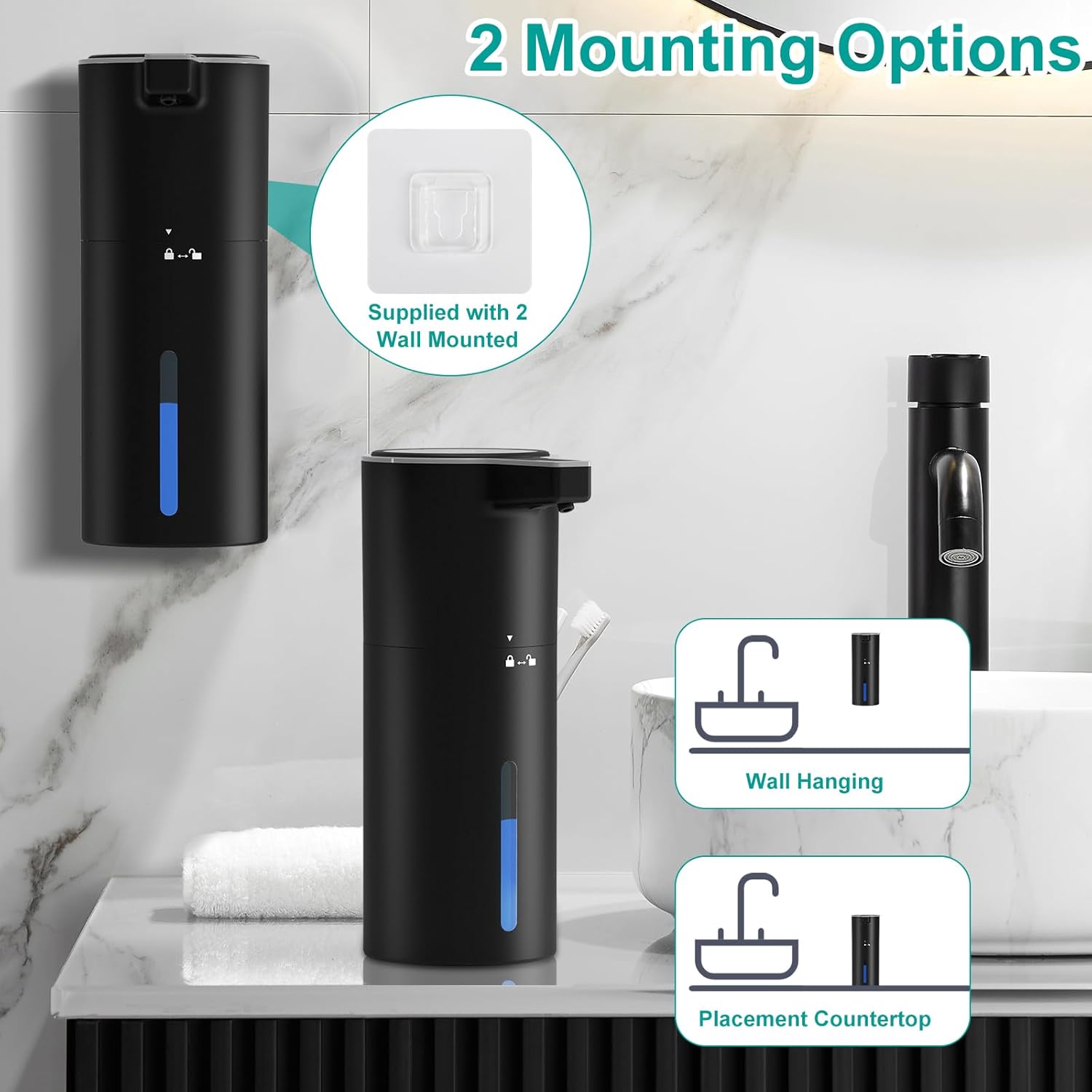 PUGTOW Touch-Free Automatic Soap Dispenser 400ml Wall-Mounted 1800mAh Rechargeable