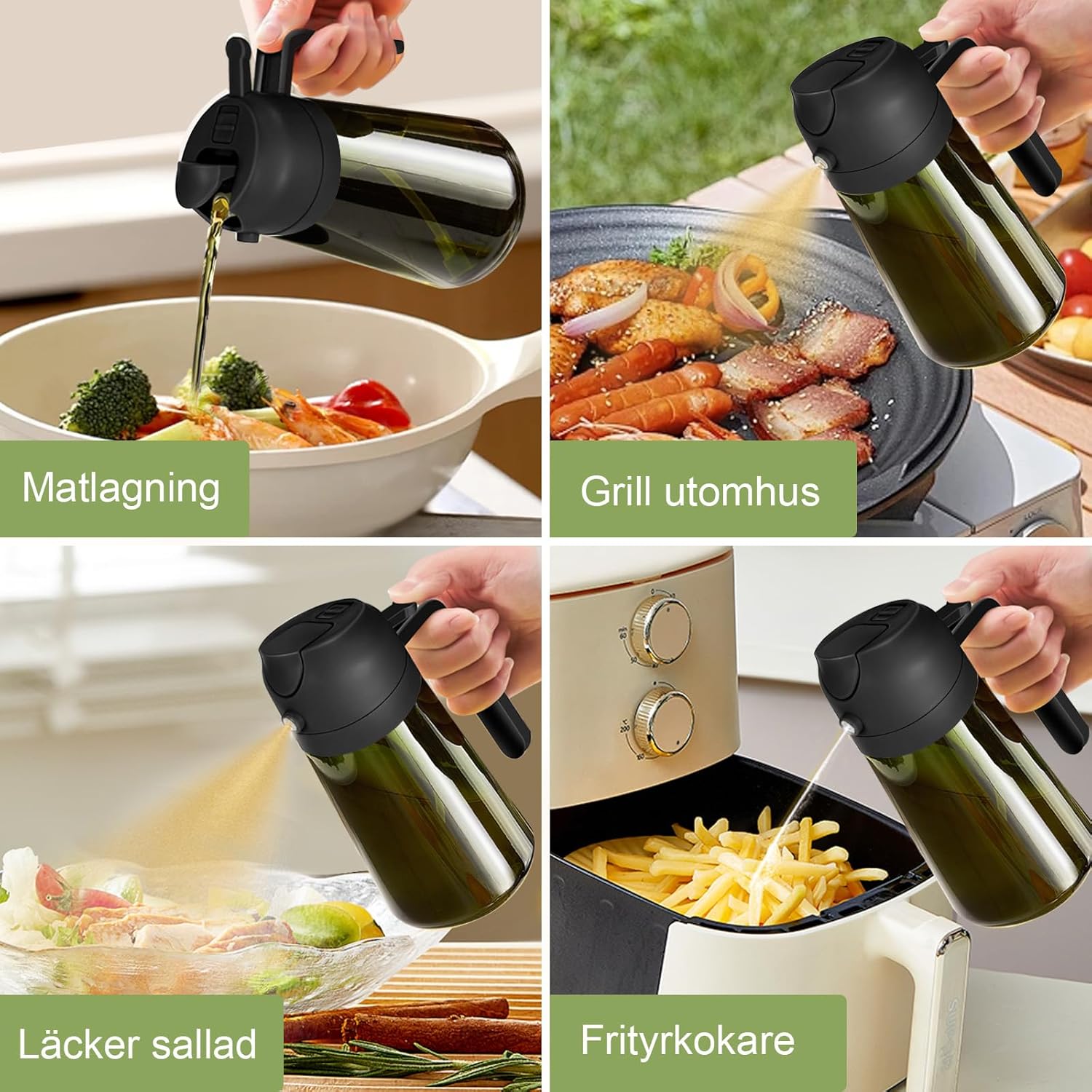 YARRAMATE 460ml Light Blocking Dark Oil Sprayer 2-in-1 Glass Dispenser for Cooking