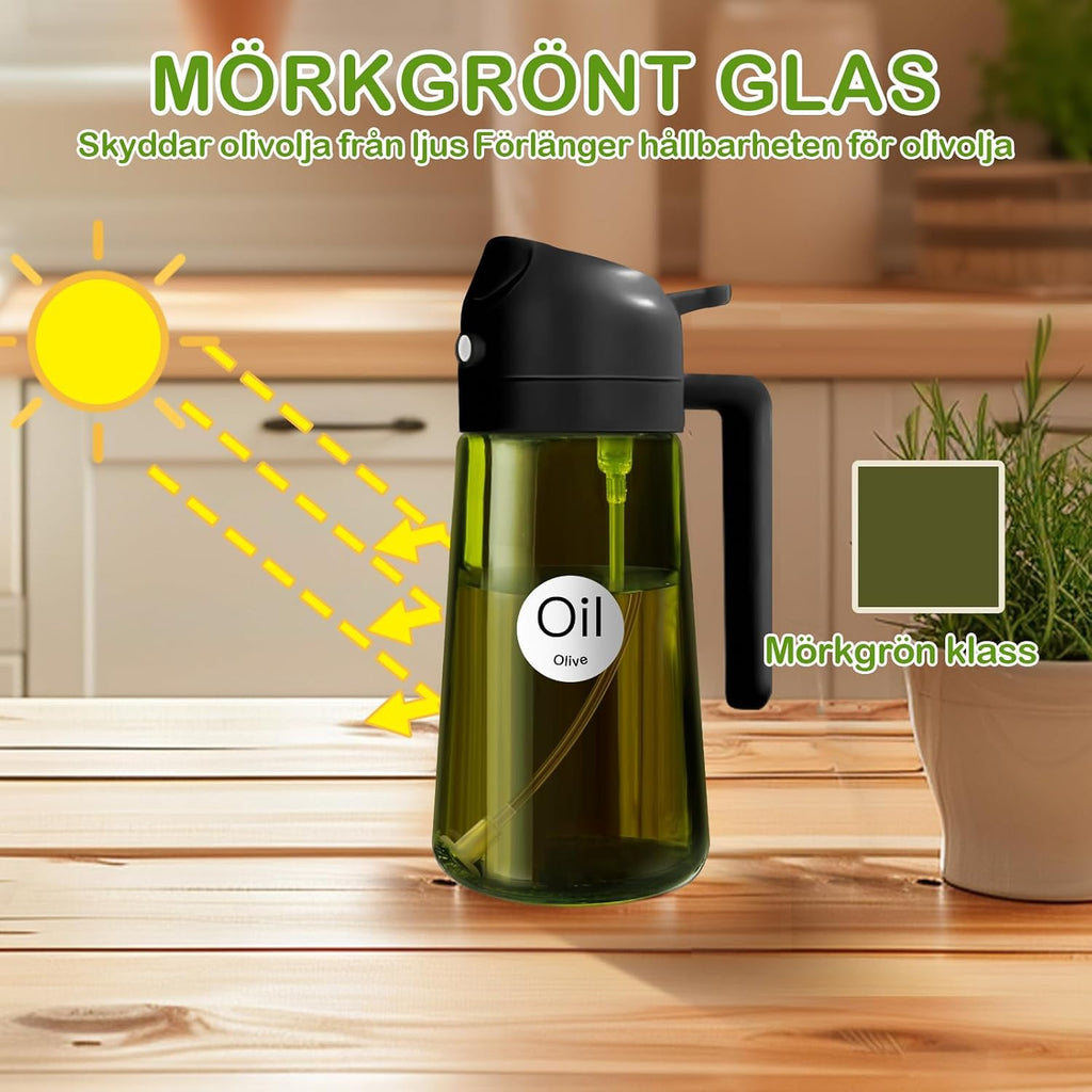 YARRAMATE 460ml Light Blocking Dark Oil Sprayer 2-in-1 Glass Dispenser for Cooking
