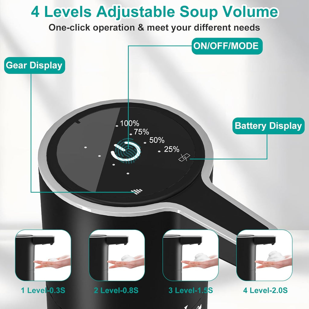 PUGTOW Touch-Free Automatic Soap Dispenser 400ml Wall-Mounted 1800mAh Rechargeable