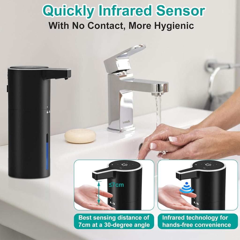 PUGTOW Touch-Free Automatic Soap Dispenser 400ml Wall-Mounted 1800mAh Rechargeable