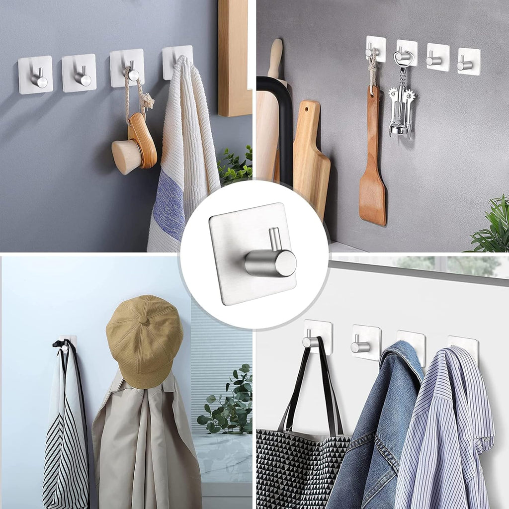 BillyBath Self-Adhesive Towel Hook Stainless Steel 304 4-Pack No Drilling