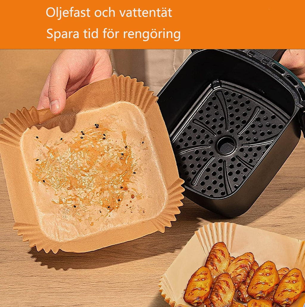 HONYAO Air Fryer Baking Sheet 8x8 Inch Non-Stick Disposable Paper Liner 100 Pieces