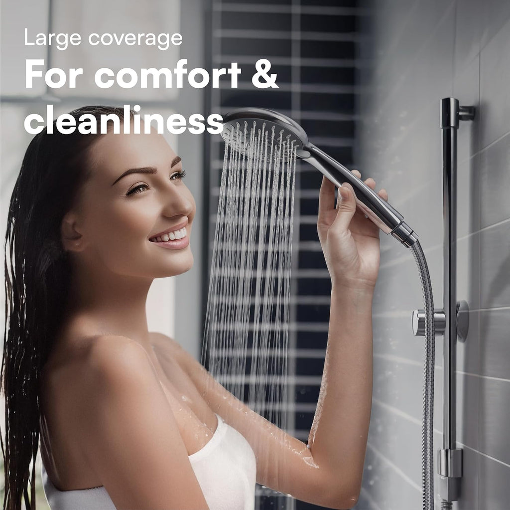 H&S High Pressure Handheld Shower Head 5 Spray Modes Chrome