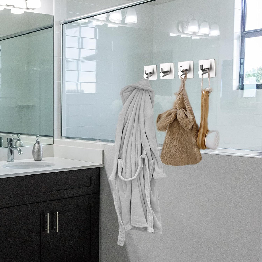 BillyBath Self-Adhesive Towel Hook Stainless Steel 304 4-Pack No Drilling
